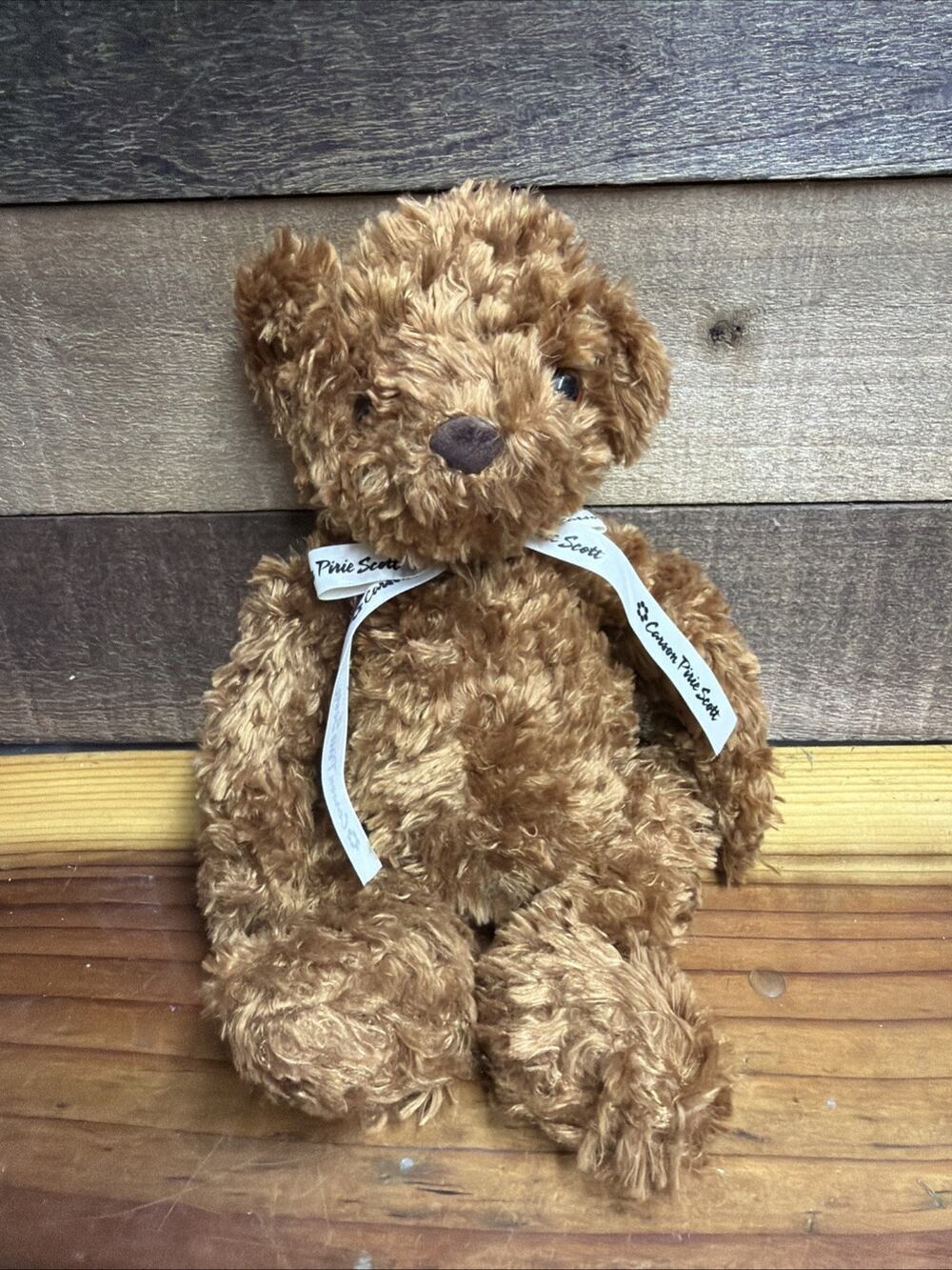 Saks Fifth Avenue Carson Pirie Scott Store Curly Brown Teddy Bear Plush 12”